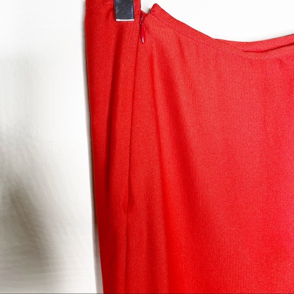 Victoria Beckham Red Silk Midi Pleat Ruffle Skirt - Picture 6 of 11